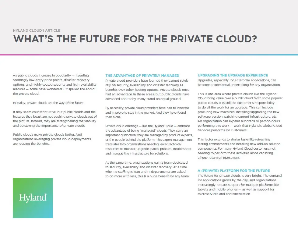 Private Cloud, Public Cloud, Hyland, Kyocera, Software, Document Management, Elite Document Resources