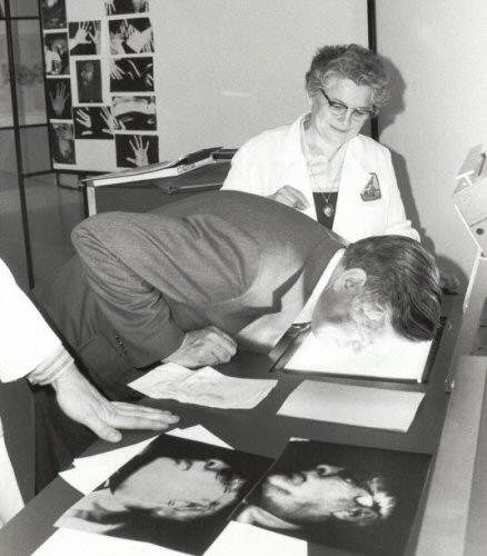 Old Photo, Man Copying Face on Copier, Elite Document Resources