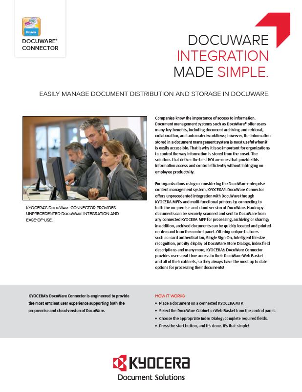 Kyocera, Software, Document Management, Docuware Connector, Elite Document Resources