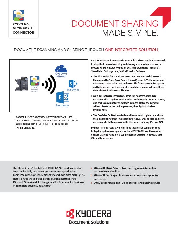 Kyocera, Software, Document Management, Kyocera, Microsoft Connector, Elite Document Resources