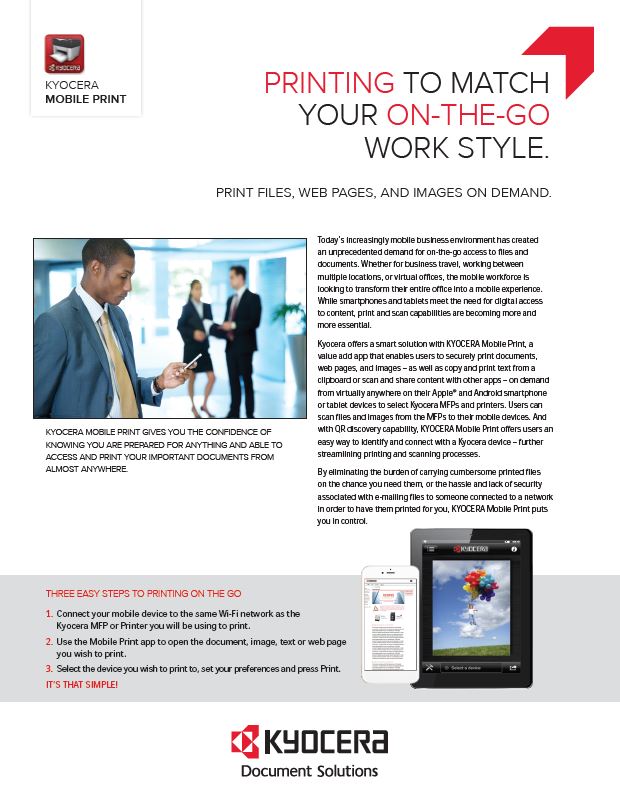 Kyocera, Software, Mobile, Cloud, Kyocera, Mobile Print, Elite Document Resources