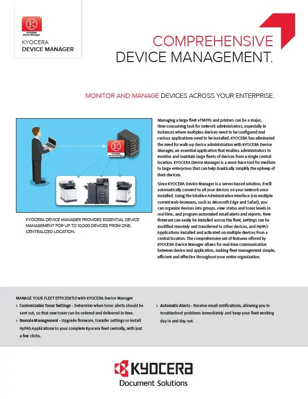 Kyocera, Software, Network Device Management, Kyocera, Device Manager, Elite Document Resources