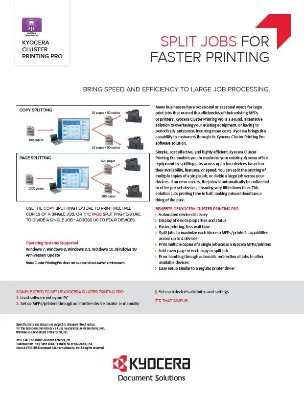 Kyocera, Software, Output Management, Kyocera Cluster Printing, Elite Document Resources