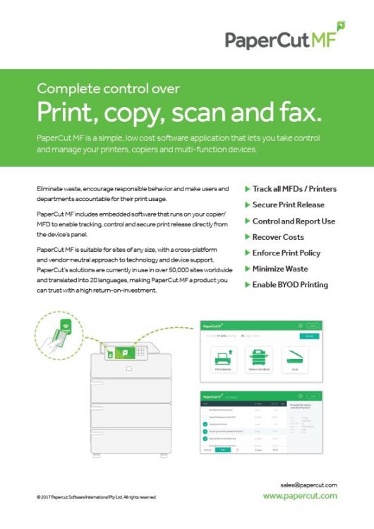Papercut, Mf, Fact Sheet, Elite Document Resources